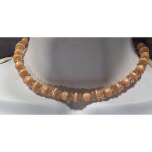 Vintage Orange Moonglow Lucite Beaded Necklace